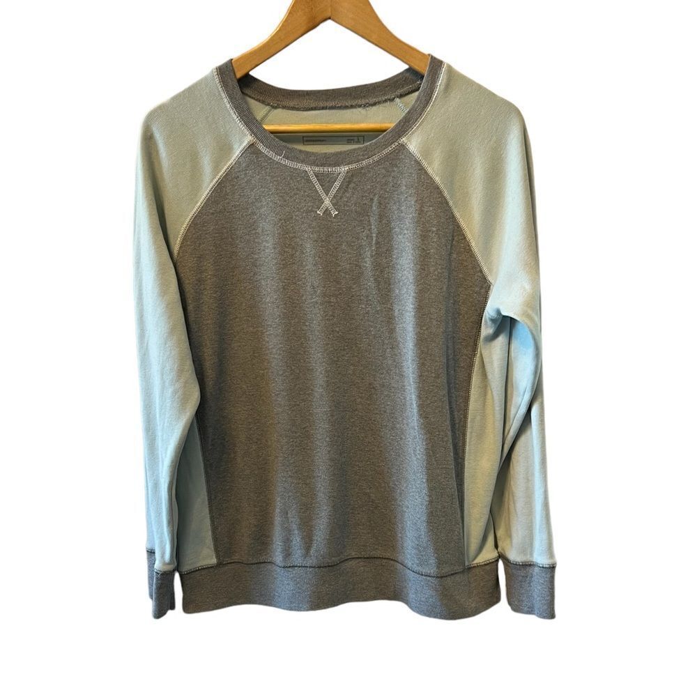 EDDIE BAUER Mint & Grey Colour Blocked Pullover Casual Sweatshirt L